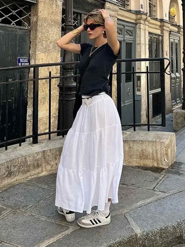 Falda con camiseta básica verano