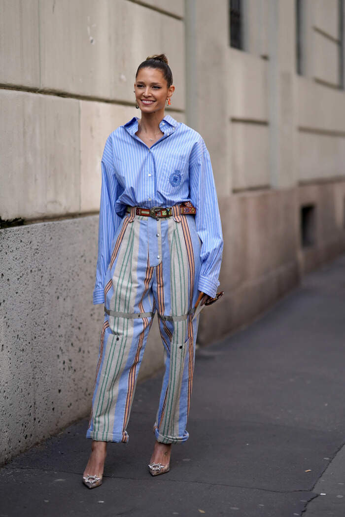 Pantalones anchos de rayas