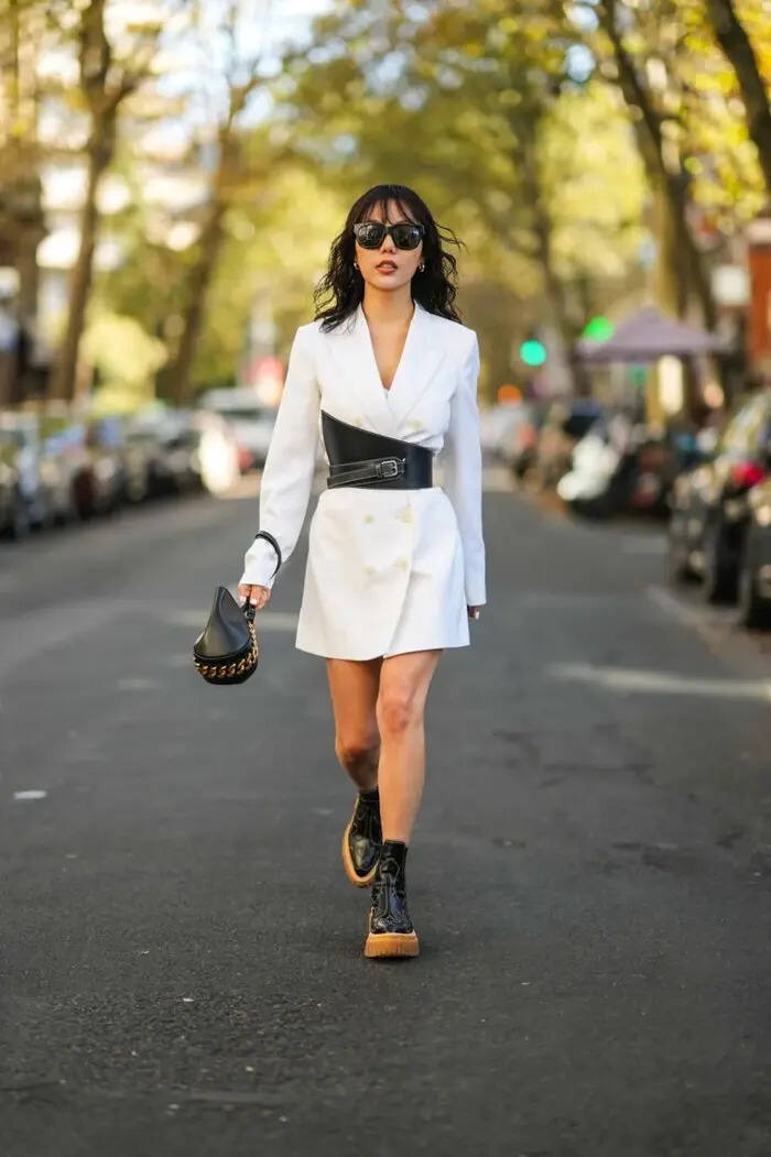 Vestido americana con cinturón