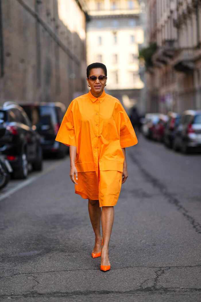 Camisa vestido naranja Total look naranja verano